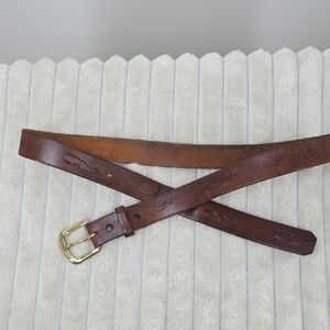 Vintage Craftmasters Of Nantucket Leather Belt with Solid Brass Buckle
